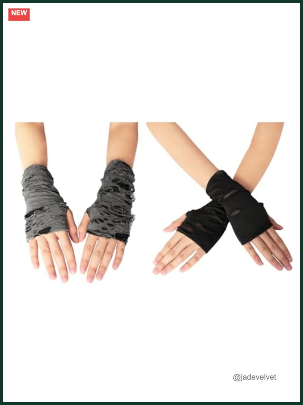 Punk Fingerless Gloves Gothic Ripped Arm Warmers Cosplay Halloween Costume